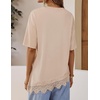 ZESICA Women’s Summer Oversized T-Shirts Asymmetrical Lace Going Out Tops(Sand)