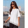 ZESICA Women’s Summer Oversized T-Shirts Asymmetrical Lace Going Out Tops(White)