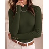 ZESICA Women’s Fall Long Sleeve Mock Neck Button Shirts Going Out Tops(Armygreen)