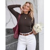 ZESICA Women’s Fall Long Sleeve Mock Neck Button Shirts Going Out Tops(Brown)