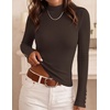 ZESICA Women’s Fall Long Sleeve Mock Neck Button Shirts Going Out Tops(Brown)