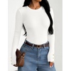 ZESICA Women’s Long Sleeve Button Soft Knit Pullover Sweaters(White)