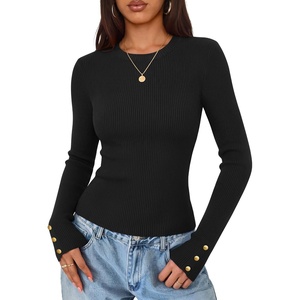 ZESICA Women’s Long Sleeve Button Soft Knit Pullover Sweaters(Black)