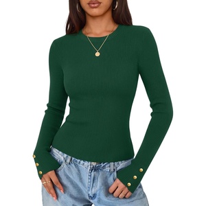 ZESICA Women’s Long Sleeve Button Soft Knit Pullover Sweaters(Darkgreen)
