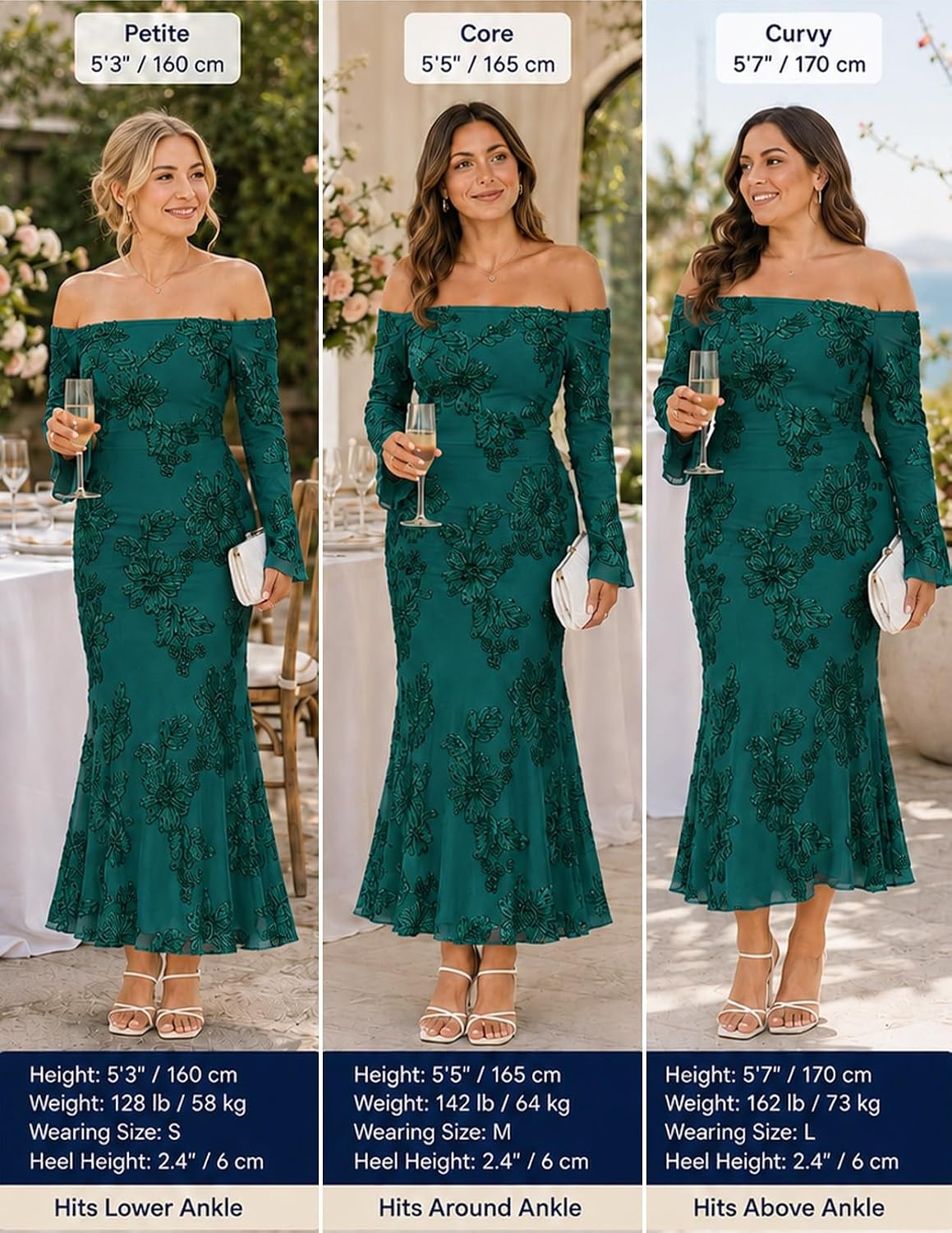 image:imageZESICA Womens Fall Off Shoulder Floral Wedding Guest Maxi DressesGreen