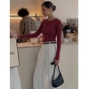 ZESICA Fall Fitted Sweaters for Women 2026 Trendy Business Casual Tops(Wine)