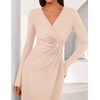 ZESICA Women’s Fall Long Sleeve Wrap Bodycon Cocktail Party Dresses(Apricot)