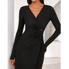ZESICA Women’s Fall Long Sleeve Wrap Bodycon Cocktail Party Dresses(Black)