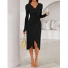 ZESICA Women’s Fall Long Sleeve Wrap Bodycon Cocktail Party Dresses(Black)