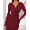 ZESICA Women’s Fall Long Sleeve Wrap Bodycon Cocktail Party Dresses(Burgundy)