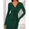 ZESICA Women’s Fall Long Sleeve Wrap Bodycon Cocktail Party Dresses(Darkgreen)
