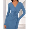 ZESICA Women’s Fall Long Sleeve Wrap Bodycon Cocktail Party Dresses(Dustyblue)