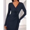 ZESICA Women’s Fall Long Sleeve Wrap Bodycon Cocktail Party Dresses(Navy)