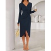 ZESICA Women’s Fall Long Sleeve Wrap Bodycon Cocktail Party Dresses(Navy)