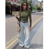 ZESICA Women’s Fall Mock Neck Long Sleeve Shirts Business Casual Tops(Armygreen)