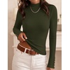 ZESICA Women’s Fall Mock Neck Long Sleeve Shirts Business Casual Tops(Armygreen)