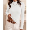 ZESICA Women’s Fall Mock Neck Long Sleeve Shirts Business Casual Tops(White)