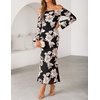 ZESICA Women’s Fall Off Shoulder Floral Wedding Guest Maxi Dresses(Black)