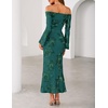 ZESICA Women’s Fall Off Shoulder Floral Wedding Guest Maxi Dresses(Green)