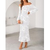 ZESICA Women’s Fall Off Shoulder Floral Wedding Guest Maxi Dresses(White)