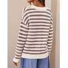 ZESICA Women’s Striped Button Up Cardigan Sweaters V Neck Trendy Knit Tops(Apricot)