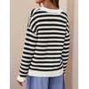 ZESICA Women’s Striped Button Up Cardigan Sweaters V Neck Trendy Knit Tops(Black)