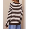 ZESICA Women’s Striped Button Up Cardigan Sweaters V Neck Trendy Knit Tops(Brown)