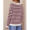 ZESICA Women’s Striped Button Up Cardigan Sweaters V Neck Trendy Knit Tops(Burgundy)