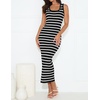 ZESICA Women’s Summer Sleeveless Ribbed Knit Bodycon Midi Dresses(Black)