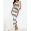 ZESICA Women’s Summer Sleeveless Ribbed Knit Bodycon Midi Dresses(White)