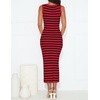 ZESICA Women’s Summer Sleeveless Ribbed Knit Bodycon Midi Dresses(Wine)