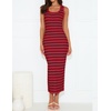ZESICA Women’s Summer Sleeveless Ribbed Knit Bodycon Midi Dresses(Wine)