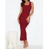 ZESICA Women’s Summer Sleeveless Ribbed Knit Bodycon Midi Dresses(Wine)