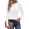 ZESICA Fall Fitted Sweaters for Women 2026 Trendy Business Casual Tops(White)