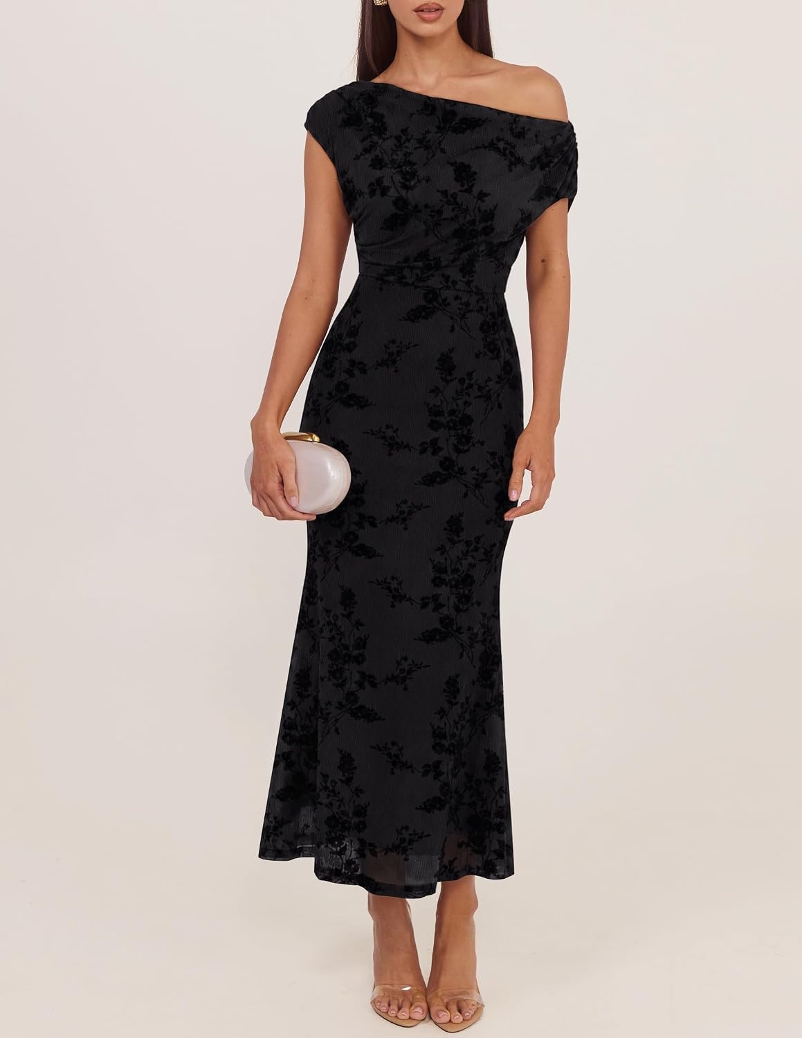 image:imageZESICA Womens Off Shoulder Floral Formal Cocktail Wedding Guest Long DressBlack