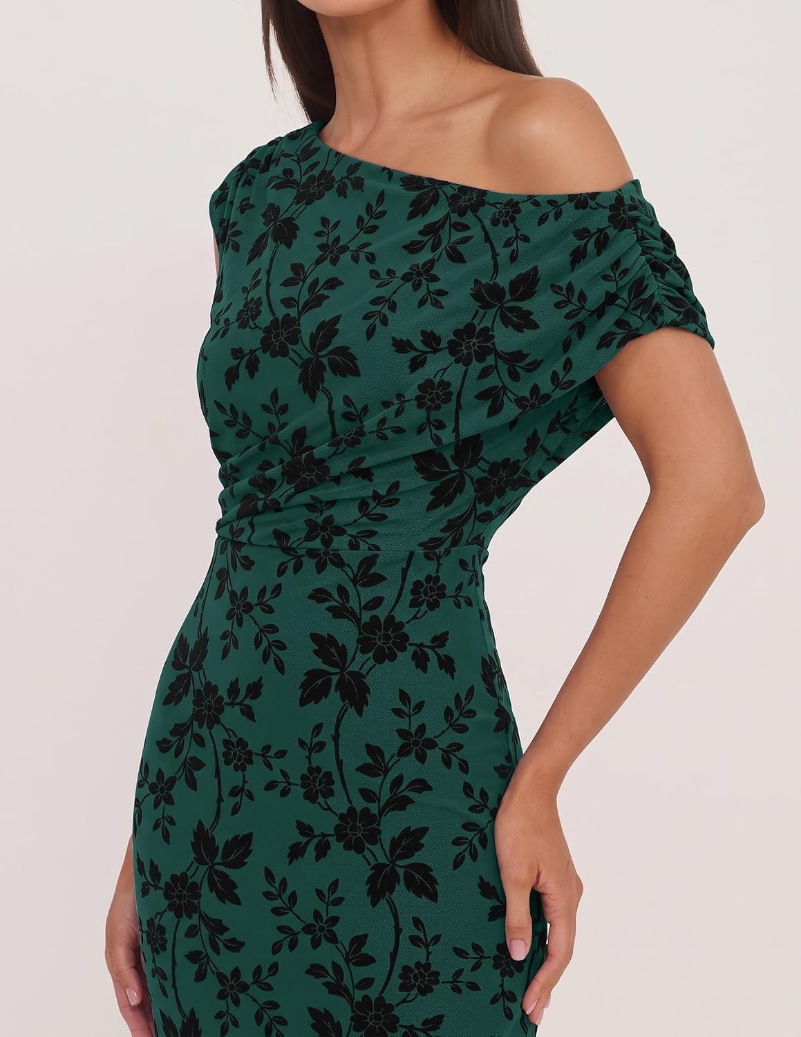 image:imageZESICA Womens Off Shoulder Floral Formal Cocktail Wedding Guest Long DressDark Green