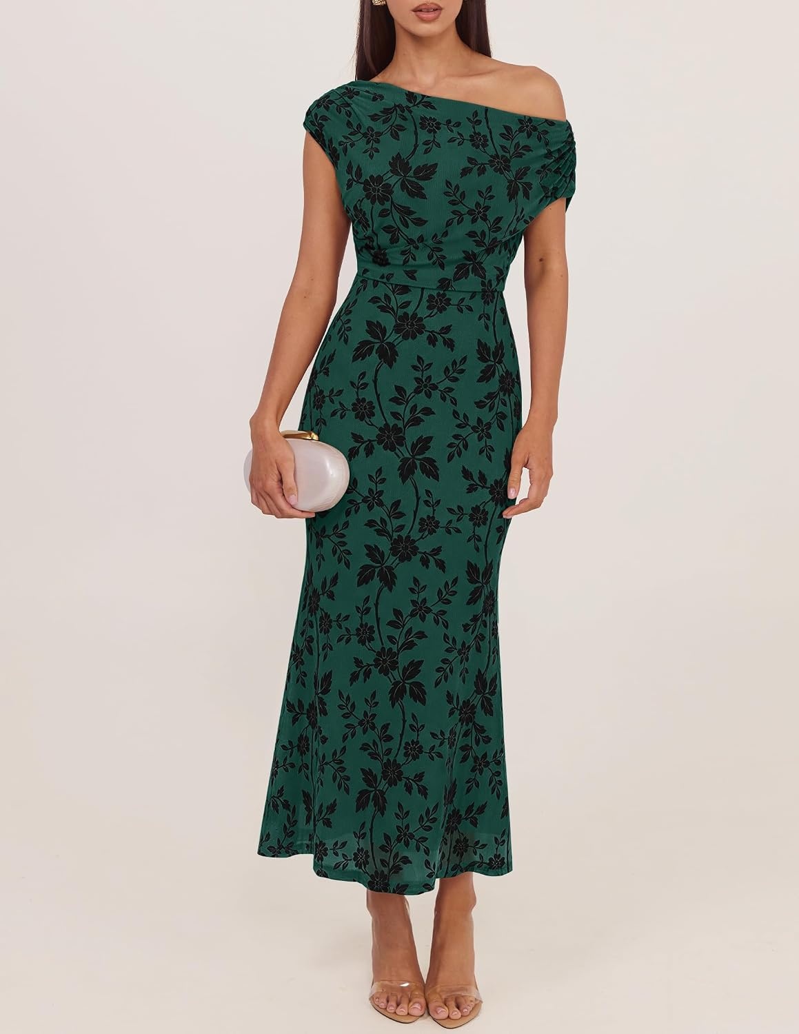 image:imageZESICA Womens Off Shoulder Floral Formal Cocktail Wedding Guest Long DressDark Green