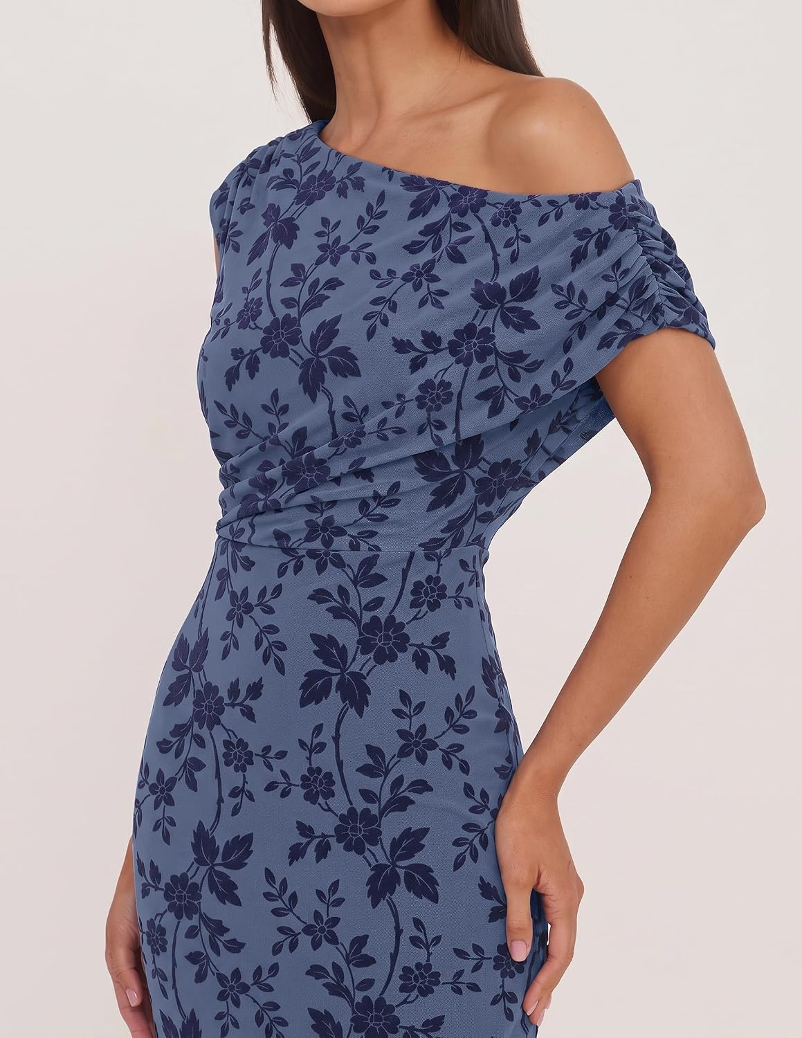 image:imageZESICA Womens Off Shoulder Floral Formal Cocktail Wedding Guest Long DressDusty Blue