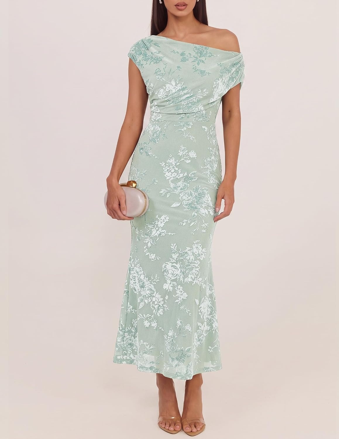 image:imageZESICA Womens Off Shoulder Floral Formal Cocktail Wedding Guest Long DressLight Green