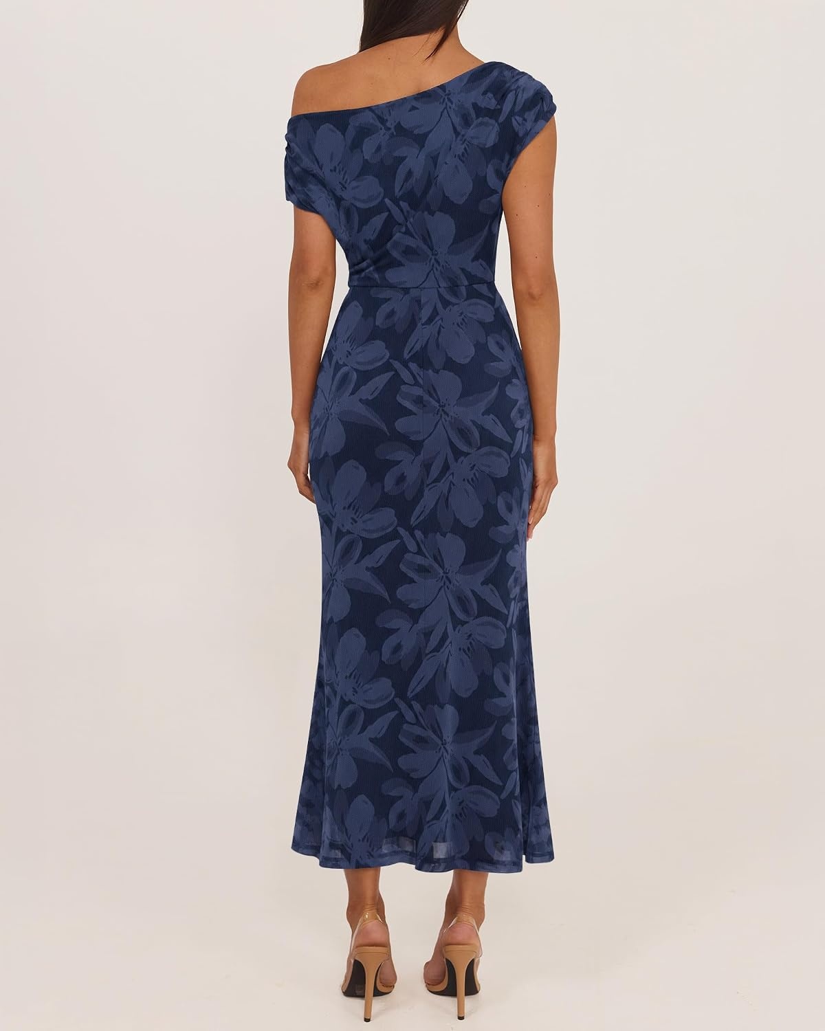 image:imageZESICA Womens Off Shoulder Floral Formal Cocktail Wedding Guest Long DressNavy