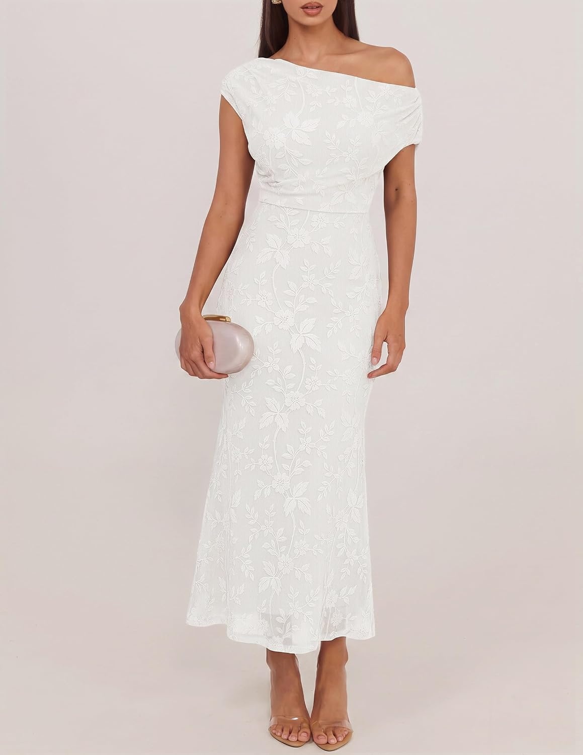 image:imageZESICA Womens Off Shoulder Floral Formal Cocktail Wedding Guest Long DressWhite