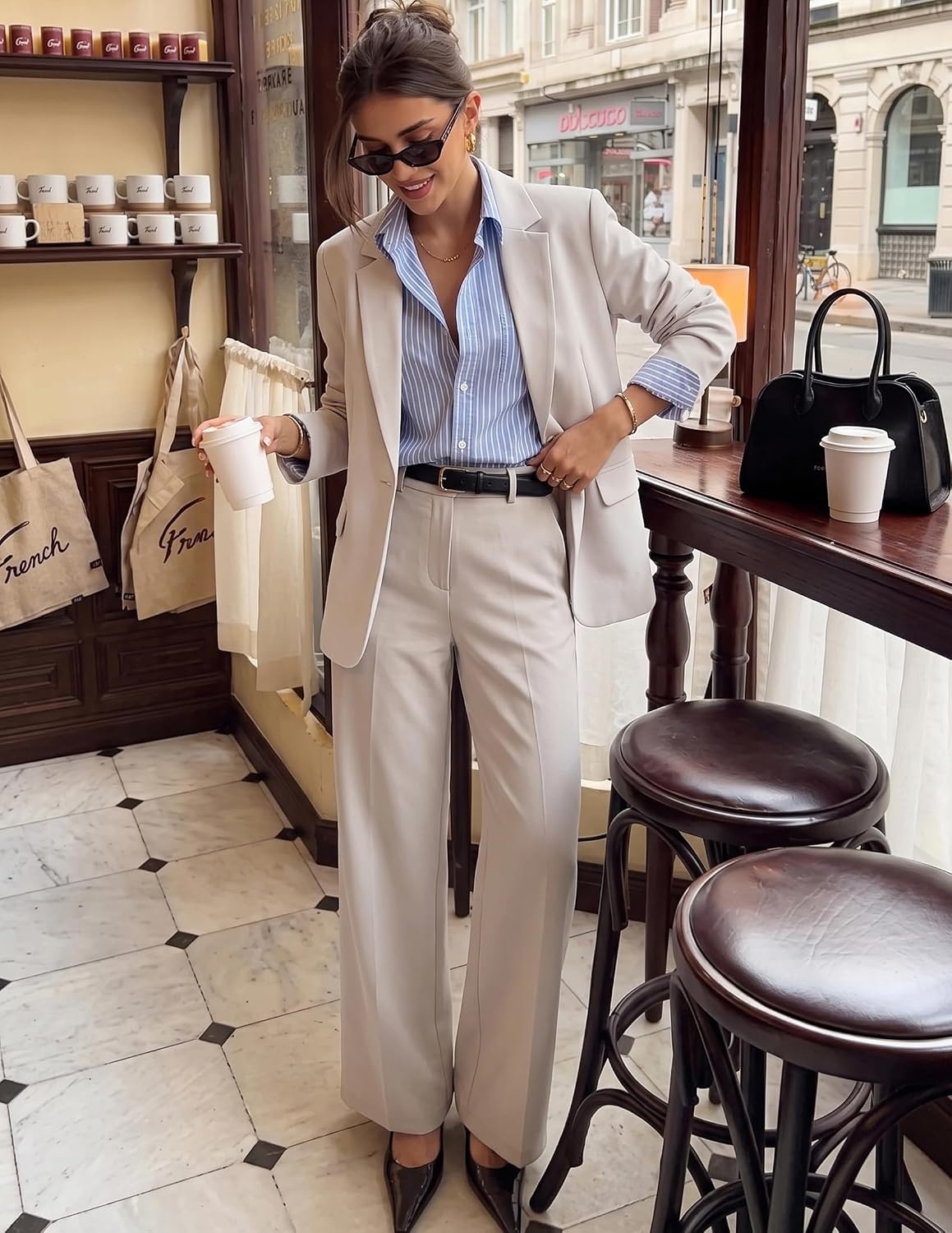 image:imageZESICA Womens Suits 2 Piece Sets Business Casual Work OutfitsGreyapricot