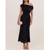 ZESICA Women’s Off Shoulder Floral Formal Cocktail Wedding Guest Long Dress(Black)