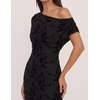 ZESICA Women’s Off Shoulder Floral Formal Cocktail Wedding Guest Long Dress(Black)