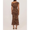 ZESICA Women’s Off Shoulder Floral Formal Cocktail Wedding Guest Long Dress(Brown)