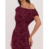 ZESICA Women’s Off Shoulder Floral Formal Cocktail Wedding Guest Long Dress(Burgundy)