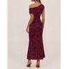ZESICA Women’s Off Shoulder Floral Formal Cocktail Wedding Guest Long Dress(Burgundy)