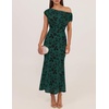 ZESICA Women’s Off Shoulder Floral Formal Cocktail Wedding Guest Long Dress(Dark Green)