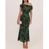 ZESICA Women’s Off Shoulder Floral Formal Cocktail Wedding Guest Long Dress(Green)