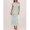 ZESICA Women’s Off Shoulder Floral Formal Cocktail Wedding Guest Long Dress(Light Green)